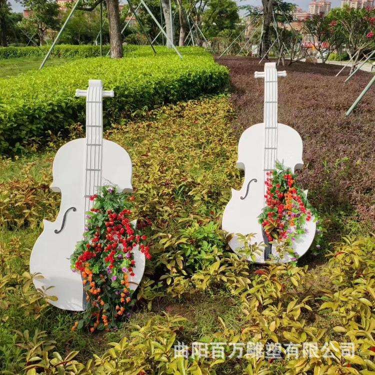 不锈钢小提琴装饰摆件 不锈钢景观小品乐器雕塑