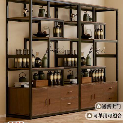 酒柜靠墙客厅展示柜商用酒架2025年新款家用柜子储物柜饭店新中式