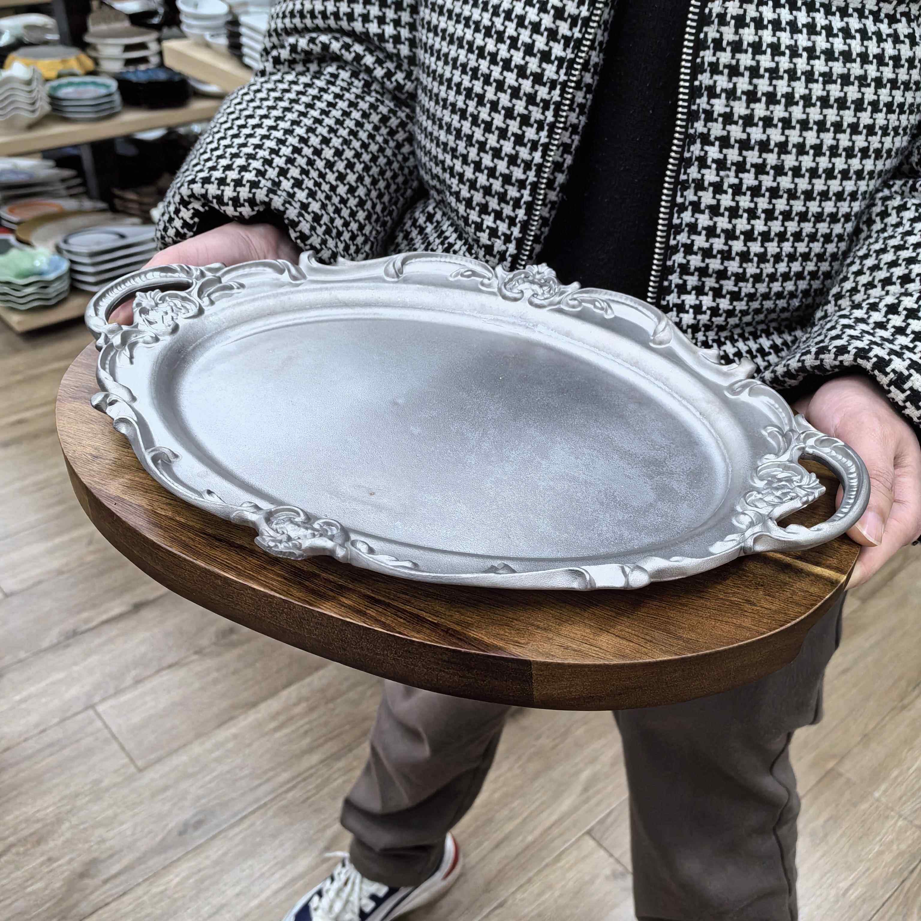 自主研制加厚创意西餐牛排盘魔镜盘海鲜盘餐具套装复古商用家用