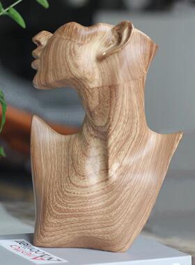 现代简约抽人头像摆PPM件创意象仿实木样板面房办公室桌女艺术装