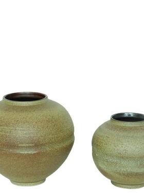 瓷QPT罐花瓶复古怀旧手工酒店宿侘寂风插花禅意摆件粗陶陶月亮民