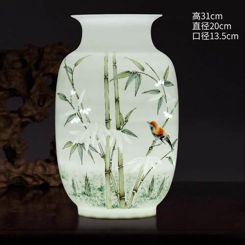 正品粉德镇陶瓷大师手绘彩花瓶插花居客厅家玄关景博古架装饰工艺