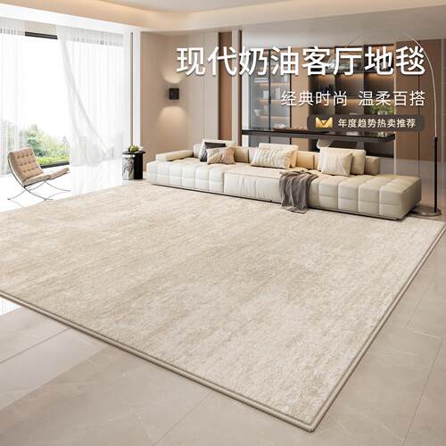 现代奶油风地毯客厅新款防水防污意式极简家用地毯卧室大面积全铺