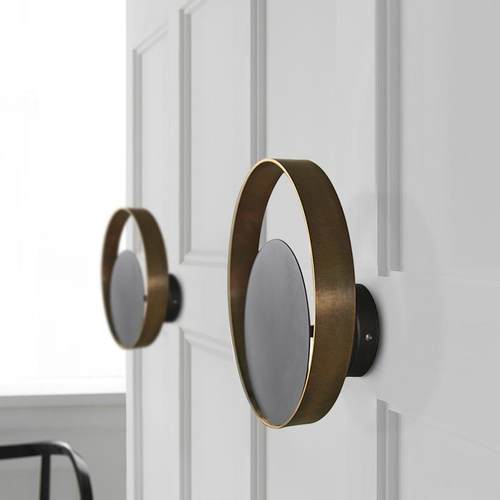 美式简约餐厅全铜壁灯后现代创意个性客厅灯轻奢卧室床头圆圈壁灯