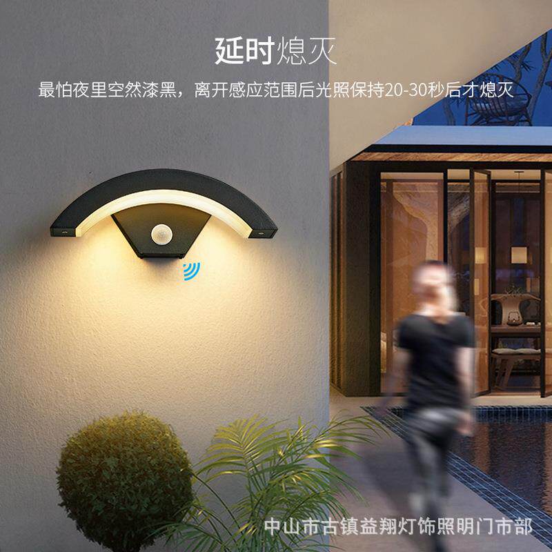 led一体益翔富盛扇形应院壁灯草感坪灯户墙外防水花园别墅小区庭
