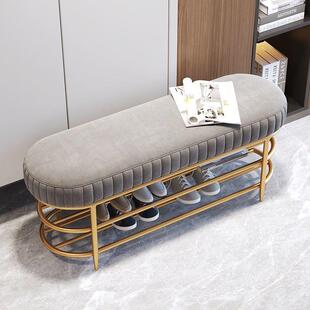 现代简约入户换鞋长椅软包坐垫可坐式鞋柜双层衣帽间穿鞋凳子鞋架
