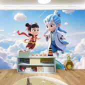 壁纸定制哪咤卡通儿童房壁纸动漫敖丙卧室装 画游乐园主题 饰壁画