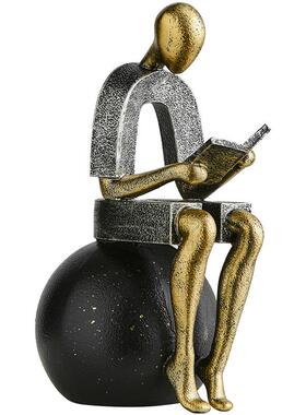 现代艺SHB20思术简约人物看书考摆者抽象树脂面件客厅玄关桌电视