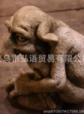 跨境新款干枯老人怪物树脂工艺品万圣节创意搞怪恶搞浮雕摆件现货