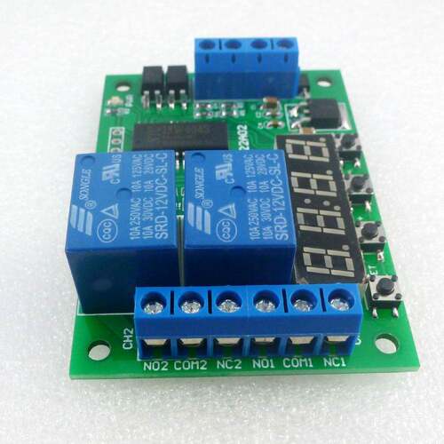 CE-IO22A02 12V 2路多功能延时继电器 可调定时器 数码管定时开关