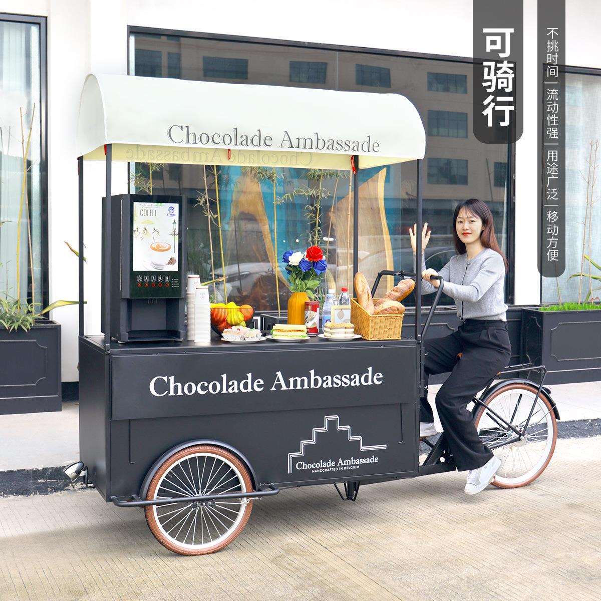户外夜市美食推餐车摆摊小推车商场超市促销车移动售货车网红花车