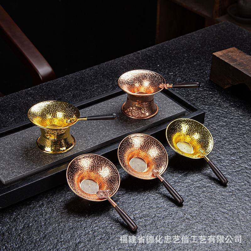 厂家直销手工纯铜茶漏茶滤器茶叶过滤网个性创意茶漏架茶具茶道配