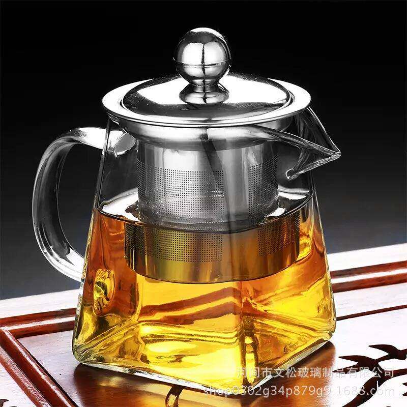 家用玻璃茶壶四方公道杯分茶器茶海高硼硅玻璃茶壶四方钢漏壶