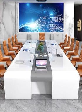 白色公桌烤漆大型会长议桌简约现代洽谈桌培训桌会议ZLI室办桌椅