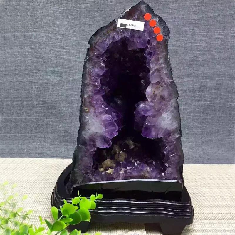 紫晶洞聚宝盆摆件家居 巴西紫水晶消磁摆件 办公室风水