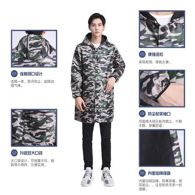 冬季加绒保暖防水罩衣外穿工作服防尘女士长袖防油厨房棉衣外套男