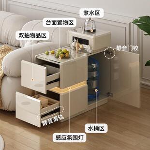 沙发边茶几客厅创意移动几小边风侧柜简约奶柜油边桌角几J092储物