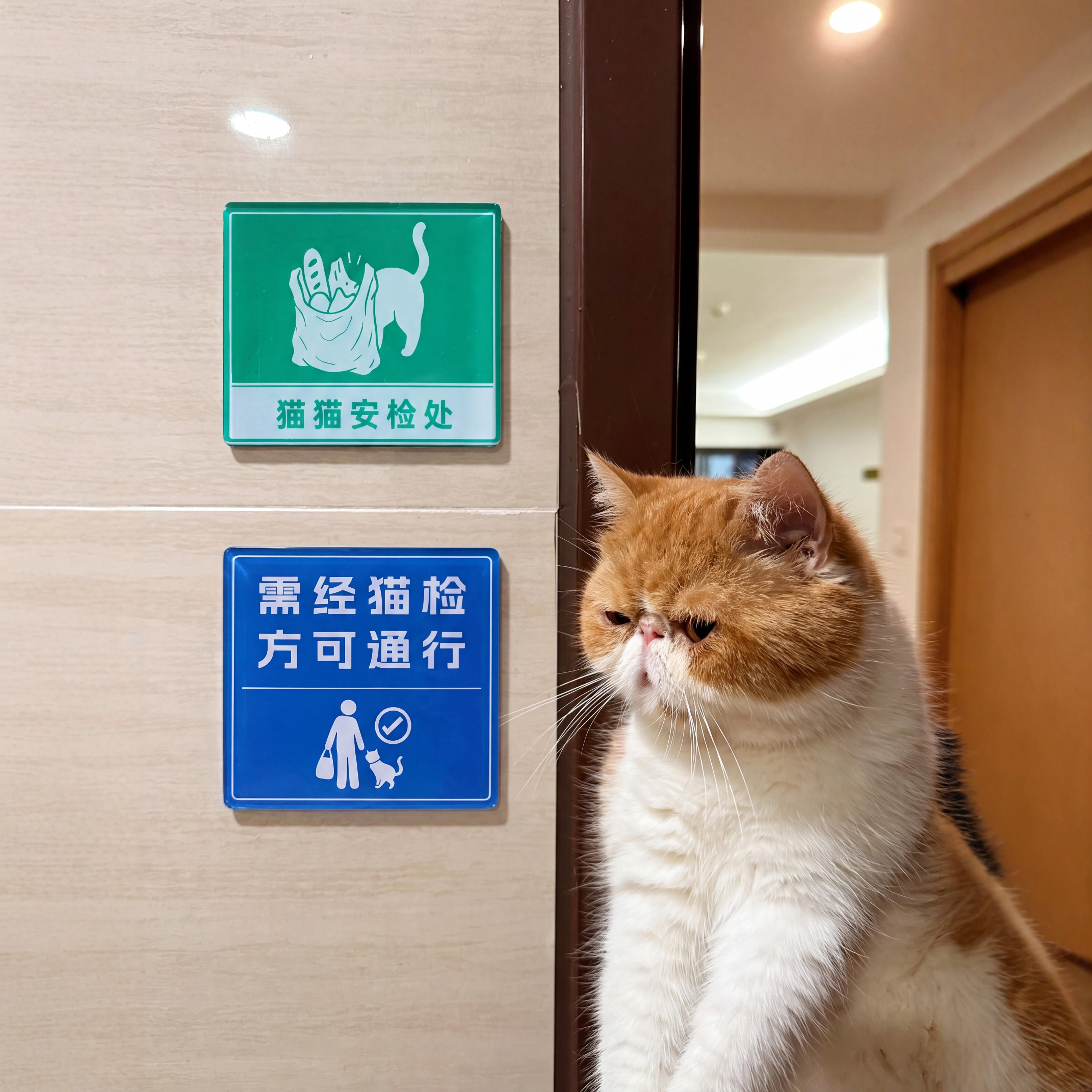 宠物门牌亚克力标识牌猫咪创意家居装饰贴可磁吸温馨提示牌安置处
