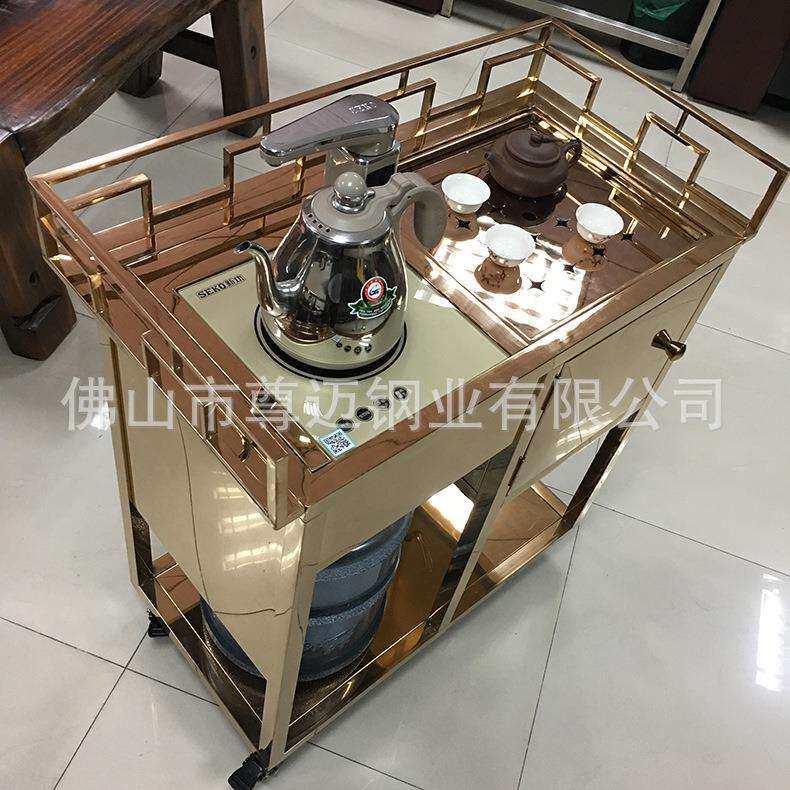 金属不锈钢茶车 移动小茶台简约阳台小茶桌茶具组合套装烧水一体