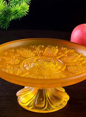 供佛八吉祥仿琉璃果盘如意莲花水果盘家用奉神食物盘子糠果盘果盘