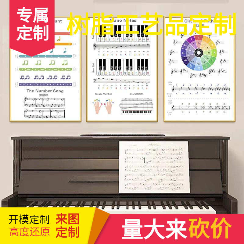 钢琴乐理知识装饰挂图大谱表五度圈海报琴房音乐教室墙面背景壁画