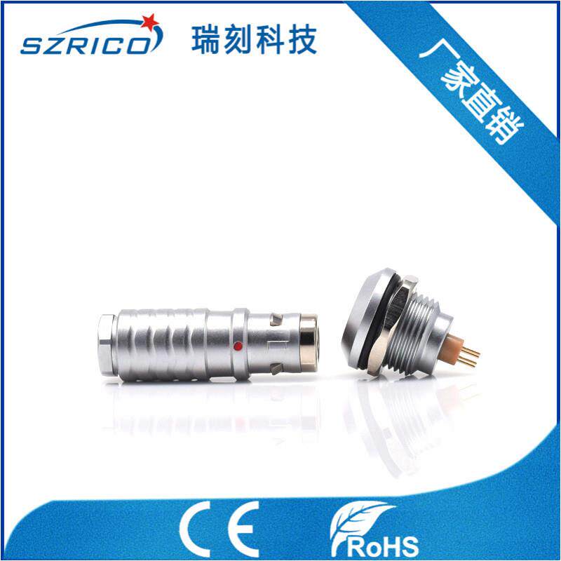 K系列弯角插头4PIN 护套型防水密封圈母座 插拔自锁户外轨道运行