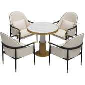 新中式 售楼处洽谈桌椅一桌四椅组合简约轻奢售楼部茶楼接待休闲椅