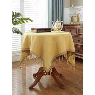 斯堪 纳维亚棉和亚麻方桌布可访问豪华高端简单现代小圆桌桌布圆