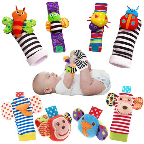 4PCS/SET Baby Rattle Toys Cute Stuffed Animals Wrist Rattle