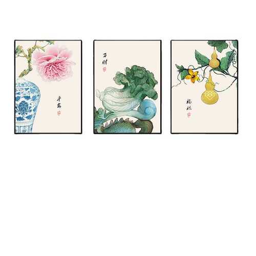 新中式装饰画客厅沙发背景墙轻奢挂画餐厅过道装饰墙壁画植物花卉