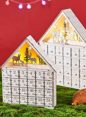 白色24天倒计时日历 圣诞数字日历摆件 圣诞装饰品家居工艺品摆饰