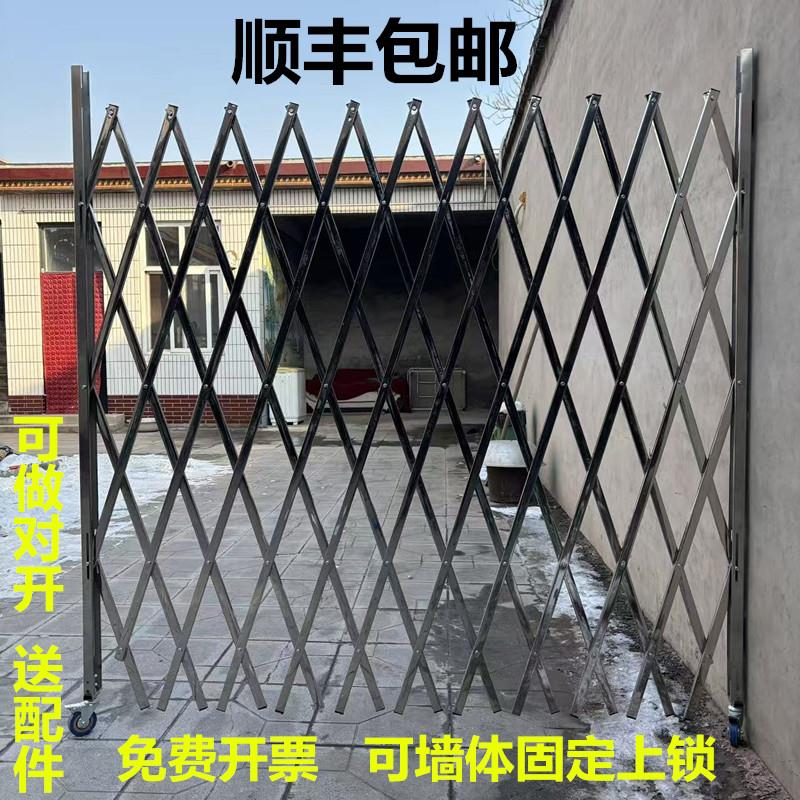 不锈钢伸缩推拉门围栏可移动折叠防护栏车间安全隔离栏幼儿园栅栏