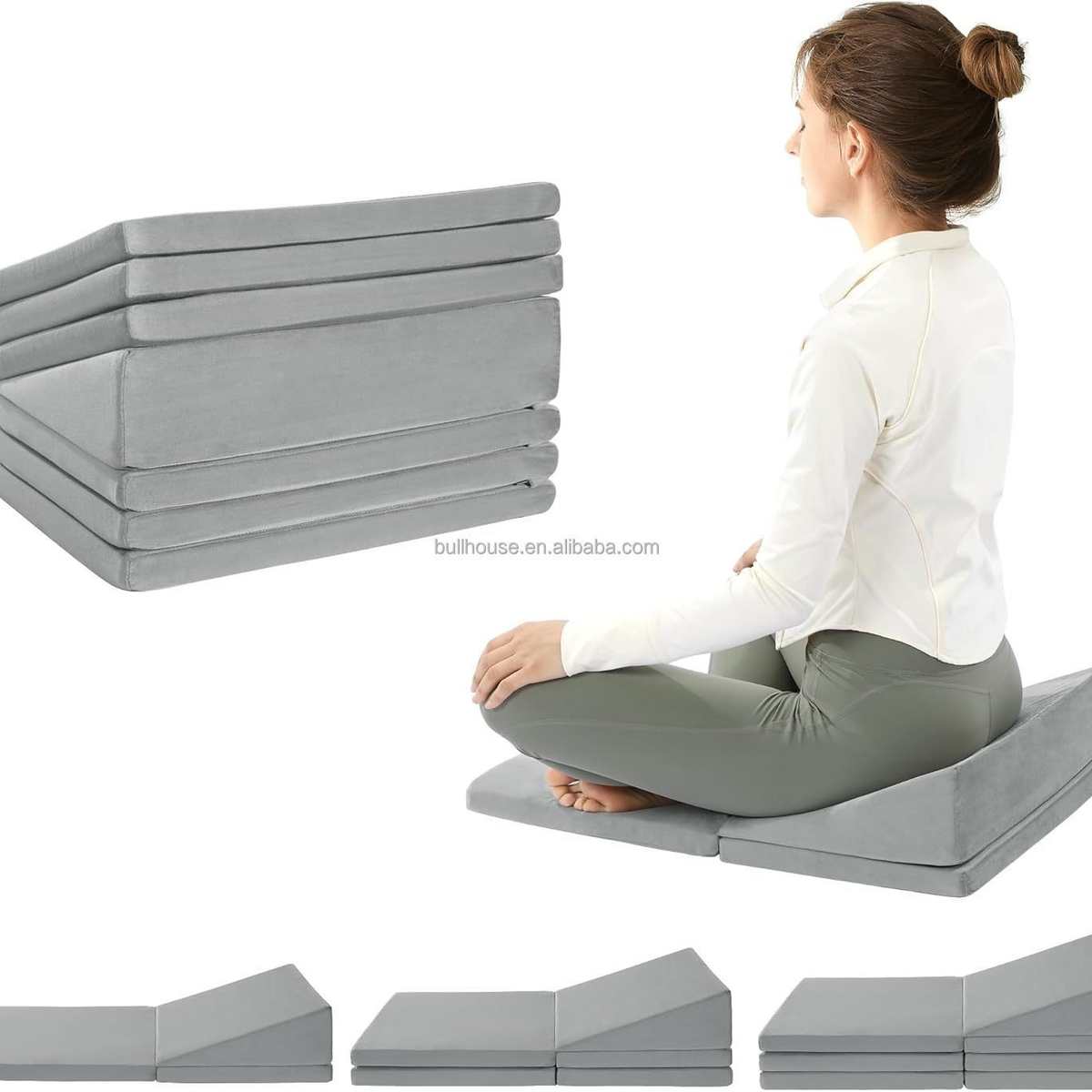 符合人体工程学地板上臀部膝盖支撑可调高度冥想和瑜伽座垫套装