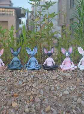 跨境坐姿动物打坐猫摆件坐禅创意家居花园装饰品树脂工艺品