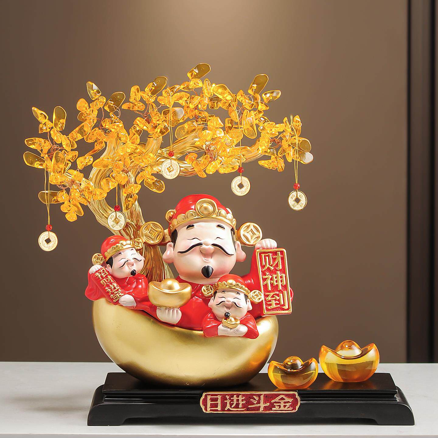 日进斗金财神爷摆件店铺开业礼物客厅电视柜酒柜装饰乔迁新居礼品
