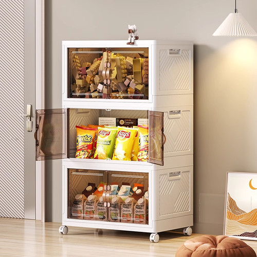 收纳柜子家用置物柜多层折叠免安装客厅零食柜宝宝儿童储物收纳箱