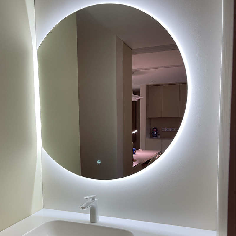 时半智能半圆浴室镜led带灯卫生间挂墙圆形镜子壁挂梳妆台化妆镜