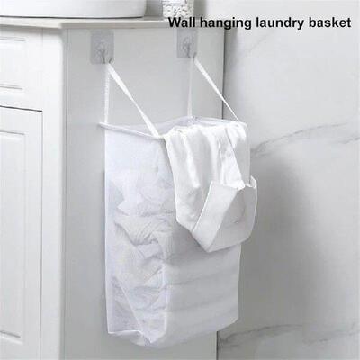 Hanging Net Bag With Sticker Wall-Mounted Laundry Basket