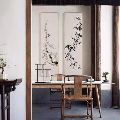 中国风中式挂画竹菊四装饰兰AXL-354画客厅联画茶室办公室壁梅画