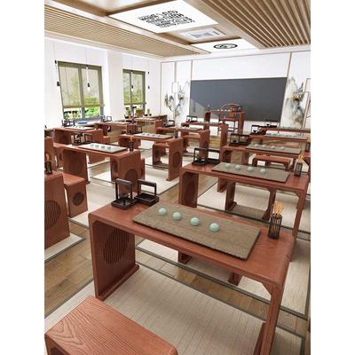 国学书法桌子中小学生培训辅导班课桌椅围棋茶艺桌中式练字书画桌