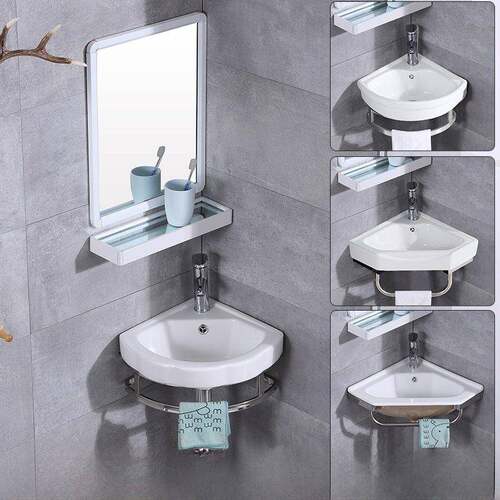 卫生间挂墙式洗手盆三角陶瓷洗脸盆转角小户型阳台小尺寸迷你小型