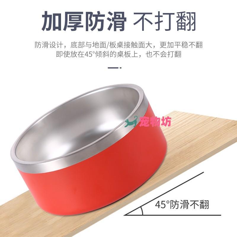 欧美爆款大容量双层304不锈钢狗碰宠物食用碗64oz狗盆32oz猫碗
