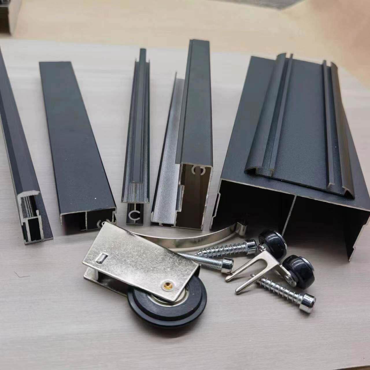 衣柜门推拉门玻璃柜门定制推拉门极窄框型材铝铝合金衣柜门材料AI