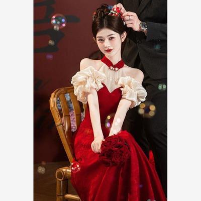 红色敬酒服新娘2025新款