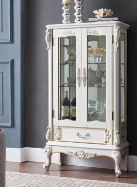 式实木小酒柜示欧双门酒柜KX-66089靠墙电视边柜玻璃边柜美客厅式