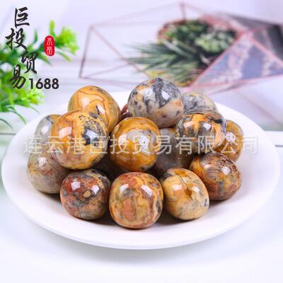天然疯狂玛瑙滚石摆件圆角条纹裸石随形厂家Crazy Agate 淘矿