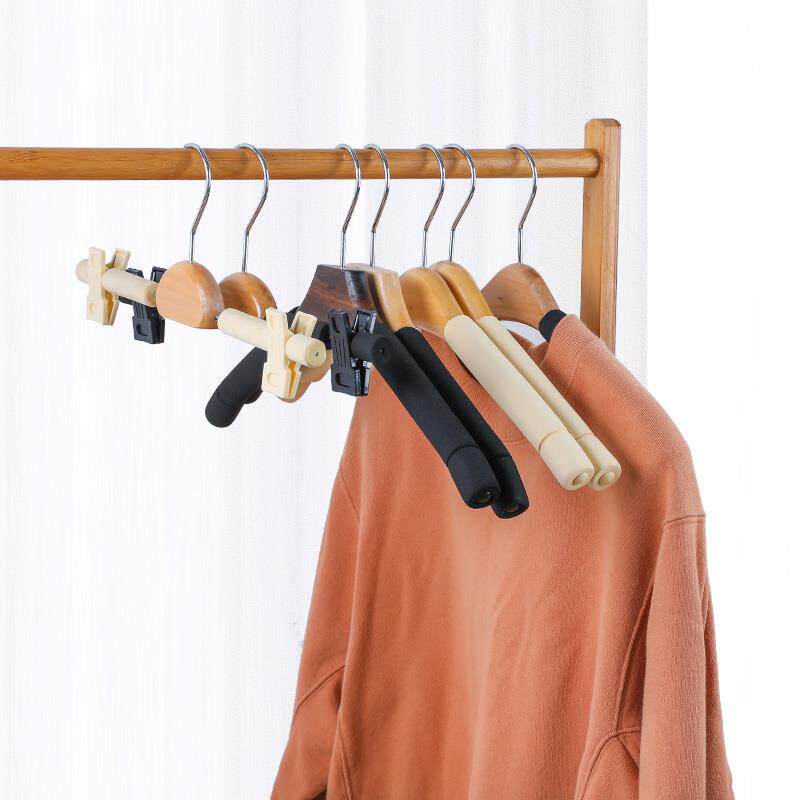 实木原木仿古色服装店海绵裤架家用防滑无痕衣架塑料婚纱泡沫衣挂