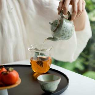 小茶壶家用陶瓷壶不烫手功夫茶具单壶 且来秘黄汝窑开片泡茶壶中式