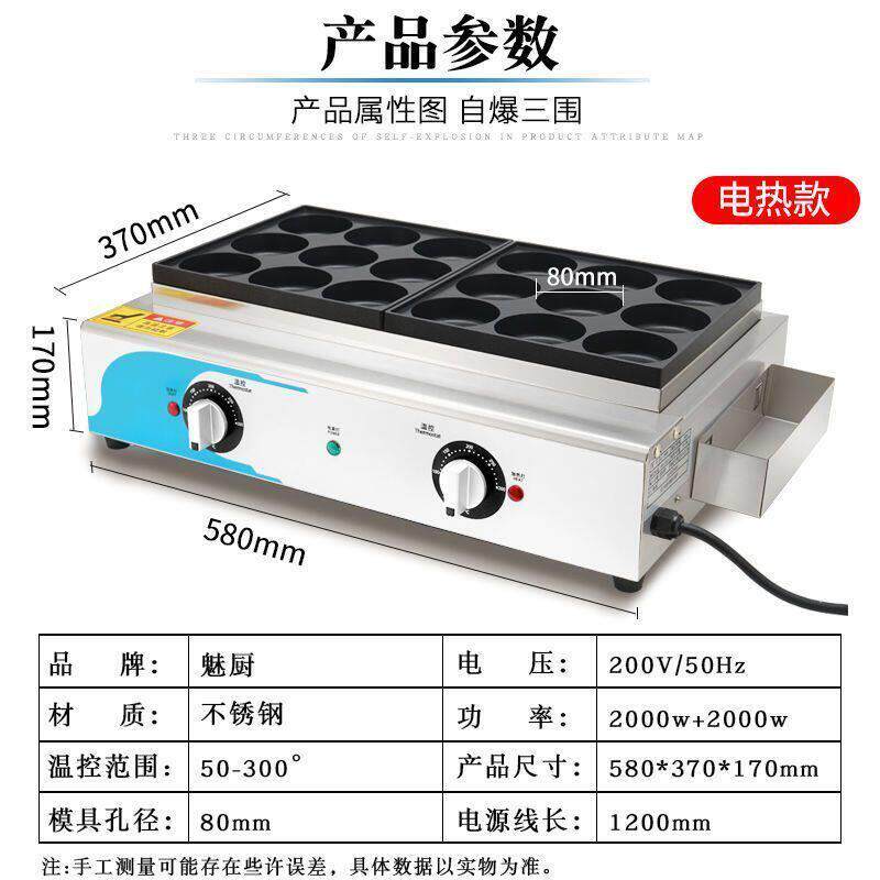 鸡蛋汉堡机商用电热款车轮饼机红豆饼机摆摊18孔燃气蛋堡肉蛋堡炉