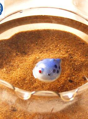 高陂青花瓷工艺漂浮摆件可爱小河豚陶瓷宠物水上漂益智手办装饰